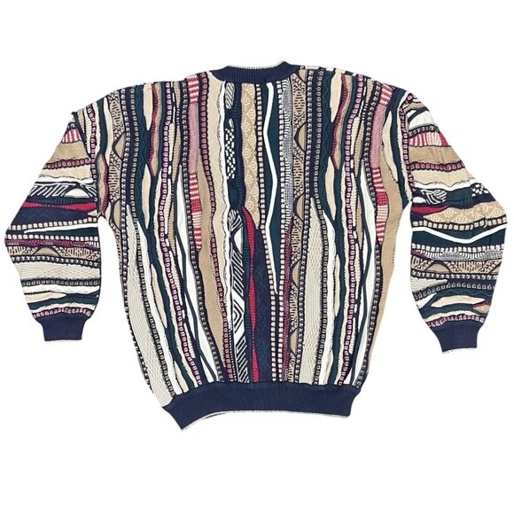 North Wales Mens Sweater L Coogi Cosby Style Multicolor 3D Cotton Hong Kong 90s - Picture 5 of 9